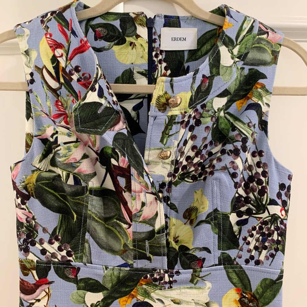 ERDEM Davinia Dress, Size 4, Floral/Bird Print